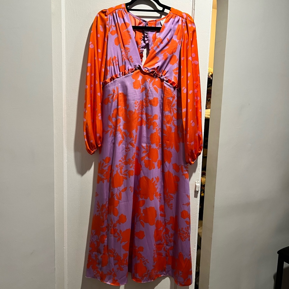 ASOS Maternity Orange and Purple Midi Dress